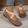 Zapatos de Mujer Nuevos para Primavera/Verano 2026 Estilo Francés Vintage Huecos Planos Bajos con Tira Cruzada y Punta Redonda
