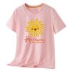 Roupas de Verão Infantis de Manga Curta com Estampa de Rosto Sorridente de Girassol 2025 Uniformes de Grupo Estampados Uniformes de Turma de Jardim de Infância Camisetas para Alunos do Ensino Fundamental