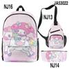 Mochila escolar Sanrio Meilti con nueva impresión 3D, bolso bandolera, estuche para lápices, impresión en tres piezas