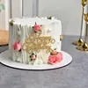Topo de Bolo Acrílico 'Feliz Aniversário' Escrito à Mão com Letras em Inglês, Desconto por Atacado para Festas