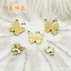 Pulsera Charm Colgante Redondo Mariposa Brillante de Cuatro Hojas Transfronteriza Europea y Americana Acero con Recubrimiento de Titanio al Vacío Accesorios para Collares DIY