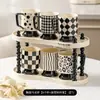 Conjunto de Canecas de Cerâmica Cor Creme Estilo Hepburn Francês de Alto Valor Estético, Combinação de Xícaras de Café com Leite, Copos Altos