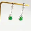 9272 Aretes de Calabaza de Jade Natural Tipo Hielo Verde Yang Joyería Microincrustada Moda de Alta Gama para Mujer Diversidad Cabello Uno