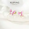 Série Pingente de Cor de Óleo Xuping Borboleta de Pérola Artificial Borla Repelente de Mosquitos Disco Clipe de Orelha Cor Gradiente Brincos Gentis e Doces para Mulheres