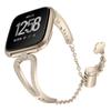 Para reloj inteligente Fitbit Versa correa metal acero inoxidable diamante cadena ajustable pulsera