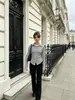 Exclusivo para ventas transfronterizas 2026 Camisa corta de manga corta para mujer con textura estilo europeo y americano, con fruncido en la cintura, adelgazante y top corto con volantes
