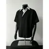 Fabricante Original Camisa Casual de Manga Curta Color Block Listrada de Verão para Homens e Mulheres