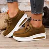 Zapatos casuales de talla grande para mujer 2025 zapatos de cordones delanteros venta al por mayor comercio exterior AliExpress zapatos de suela gruesa Amazon otoño