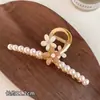Pinza para el Cabello de Metal para Mujer, Pinza Tiburón de Lujo de Alta Gama, Pasador para Peinados Recogidos, Accesorio para el Cabello con Perlas para la Parte Trasera de la Cabeza