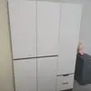 Guarda-roupa moderno minimalista para uso doméstico, armário de armazenamento para quarto, adequado para apartamentos alugados, com portas duplas, compartimentos separados, armário de armazenamento econômico para crianças