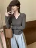 Suéter negro estilo japonés para mujer, estilo básico de otoño e invierno, corte ajustado, elástico, suave y acogedor, cuello polo, prenda interior de punto