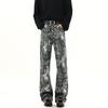 Calça Jeans Bootcut Jacquard Tie-Dye Cleanfit Estilo Vibe Americana Masculina Marca Tendência Calça Folha de Salgueiro Cimitarra