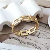 Pulsera Rectangular Geométrica Simple de Moda Ins Europea y Americana Acero de Titanio Chapado en Oro de 18K Diseño Cuadrado Pulido Alto Pulsera Transfronteriza