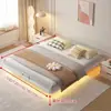 2026 Nuevo Modelo de Base de Cama Flotante, Cama de Hierro Forjado, Cama Tapizada Suave, Estructura Sencilla de Hierro, Cama Doble Tatami para Casa de Huéspedes, Cama Grande Reforzada