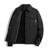Moda Outono Inverno 2024 Xadrez Lapela Negócios Roupa Masculina Jaqueta Executiva Camisa Social Masculina Gola Manga Longa Jaqueta com Algodão