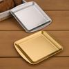 Placa retangular de aço inoxidável estilo coreano comercial dourada rasa para lanche placa para lanche logo personalizado