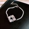 Brincos Colar Flor de Zircônia Rombo Prateada Acessível Luxo Estilo Frio Anel Pulseira Conjunto de Joias Elegante de Alta Qualidade