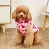 Chaqueta de Otoño e Invierno Abrigo de Piel de Conejo con Patrón de Corazón, Anilla en D para Sujeción de Correa, Engrosado y Cálido, Adecuado para Perros Pequeños y Medianos