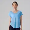 Top casual de manga curta para esportes, corrida, yoga, modelagem solta, peça para cobrir no Pilates, camiseta fitness, roupa de secagem rápida