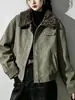 Chaqueta Corta de Ante Imitación Melaleuca para Mujer 2026 Invierno Gruesa Solapa de Lana de Cordero Chaqueta Corta de Algodón