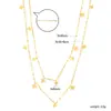 Collar con forma de estrella y corazón de joyería de moda europea y americana, cadena para la clavícula de forma geométrica de diamante, collar chapado en oro de acero inoxidable para mujer