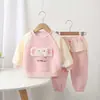 Nova roupa infantil de outono para meninas, conjunto de moletom para bebês primavera e outono, conjunto versátil de duas peças com desenho tridimensional
