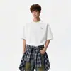 Camiseta com Estampa de Cachorro Desenho Animado Estilo Americano para Homens, Tendência de Verão Casual Esportiva Manga Curta High Street Versátil Camisa de Meia Manga para Casal