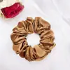Scrunchie Grande de Satén de Color Sólido Transfronterizo Europeo y Americano para Mujer, Estilo Perezoso de Alta Gama, Scrunchie de Intestino Grueso, No Daña el Cabello, Cuidado Versátil del Cabello