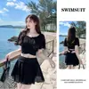Traje de baño de dos piezas sexy de manga corta para mujer, superventas transfronterizo de primavera y verano, adelgazante para chica joven, ropa de baño para resort y aguas termales, listo para enviar