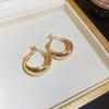 Pendientes de botón de metal redondos plisados con aguja de plata, pendientes retro sencillos franceses, pendientes elegantes de alta calidad, venta al por mayor de fábrica