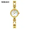Reloj Femenino Popular Transfronterizo Moka, Esfera de Nácar de Lujo Ligero, Reloj de Cuarzo Compacto, Reloj de Pulsera Redondo Simple Impermeable para Mujer