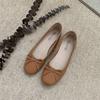 Zapatos de Tacón Plano con Moño y Punta Cuadrada para Mujer, Zapatos Planos, Tacón Bajo, Suela Suave, Zapatos de Ballet para Boda, Cómodos para Conducir, para Mujeres Embarazadas, Todas las Estaciones