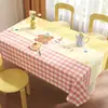 Toalha de Mesa com Padrão de Desenho Animado Fofo, Sem Lavar, Impermeável, à Prova de Óleo, Resistente ao Calor, Toalha de Mesa Retangular de PVC para Mesa de Jantar e Mesa de Centro