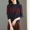 Camiseta base de cuello medio para mujer para otoño e invierno, suéter jacquard de moda, nuevo top de punto grueso y elegante 2026