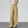 Calça pantalona estilo retro americano cáqui para mulheres, nova para o outono, cintura alta, solta, modelagem que afina, casual, reta, calça de trabalho