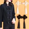 Hebilla de Borla Trifoliada Perla Cristal Botón Hecho a Mano Estilo Chino Vestido Abrigo Abrigo Botón Cheongsam Retro de Alta Gama