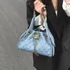 Bolso Cubo Acolchado con Cadena Estilo Tweed Simple para Mujer Verano 2025 Nuevo Bolso Cruzado Plata Negro
