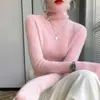 Top de cuello alto para mujer, corte ajustado, color liso, manga larga, tejido, base de imitación lana, suéter de punto para mujer, adecuado para otoño e invierno
