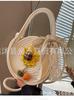 Bolsa de Cuerda de Algodón Bolsa Tejida de Paja Cuerda de Algodón Bolso de Mano de Cuerda de Algodón Bolso de Hombro Bolso de Playa Hueco Bolso Tote Bolsa Tejida Arcoíris