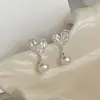 Pendientes de Plata de Ley S925 con Cierre de Mariposa, Forma de Corazón Irregular para Mujer, Pendientes de Lujo Ligero de Alta Gama, Accesorios de Oreja Versátiles para el Uso Diario