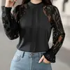 2026 Nuevo Diseño de Moda para Mujer Primavera y Otoño Blusa Camisa Blanca de Encaje con Manga Larga, Cuello en V y Diseño Hueco
