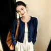 Cardigan Tricô de Lã com Fivela Pequena Dourada em Formato de Coração Retrô Japonês e Coreano para Mulheres - Peça de Roupa Externa da Moda Outono e Inverno - Top Casual para Camadas