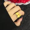 Loja de Ouro Mesmo Estilo Anel Borboleta Dourada com Zircônia Incrustada para Mulheres Designer de Nicho High-End Anel Aberto Transmissão ao Vivo