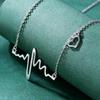 Collar de amor ECG plata 925 latido del corazón cadena clavicular diseño de lujo ligero colgante geométrico regalo para novia