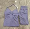 Conjunto Df de Pantalones Largos y Chaleco Más Vendidos de Amazon, Chaleco Deportivo de Cuello Halter de Nailon Mate de Alta Elasticidad Ultrafino