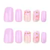 Uñas Cuadradas de Venta Caliente Transfronterizas, Flores Tridimensionales Frescas de Verano, Uñas Portátiles, Uñas Francesas Sencillas, Venta al por Mayor de Productos Terminados