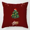 Funda de Almohada Navideña Nueva Transfronteriza Serie de Dibujos Animados Rojos de Papá Noel Muñeco de Nieve Cojín de Sofá Producción de Almohadas