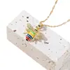 Collar Colgante de Abeja Esmaltada con Pedrería Bicolor Dorado y Plateado, Estilo Nuevo y Sencillo para Mujer, Estilo Versátil, en Stock para Entrega Rápida, Suministro Transfronterizo