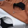 ¡Gran ajuste del fabricante! Camiseta Básica de Manga Corta, Cuello Redondo, Hombro Normal, Algodón Puro, Color Sólido Elegante, Top Corto para Mujer, Nuevo para Primavera y Verano