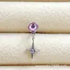 Brincos Pingente Estrela de Quatro Pontas com Borda Ondulada em Liga de Titânio F-136 e Diamante Tcheco Titânio G23 Brincos Perfurados com Rosca Interna Novos